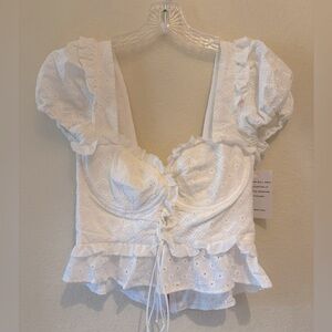 For Love and Lemons Charlotte Eyelet Top Size Small New With Tags